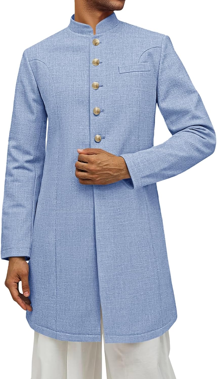 Runcati Mens Kurta Coats Sherwani Indian Royal Suits Jackets