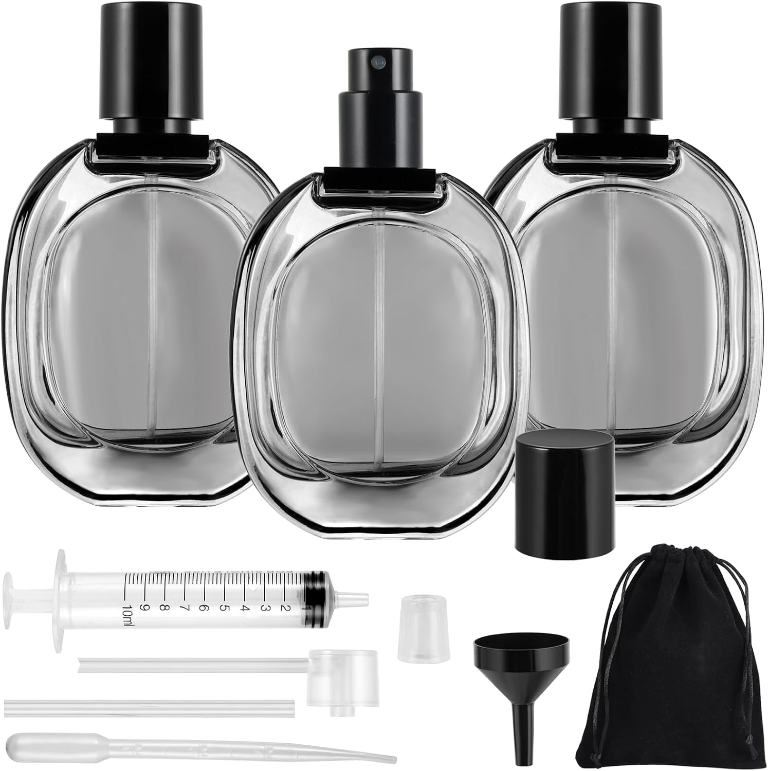 3 Pcs Perfume Bottle Empty 50ml, Glass Aftershave Spray Bottle