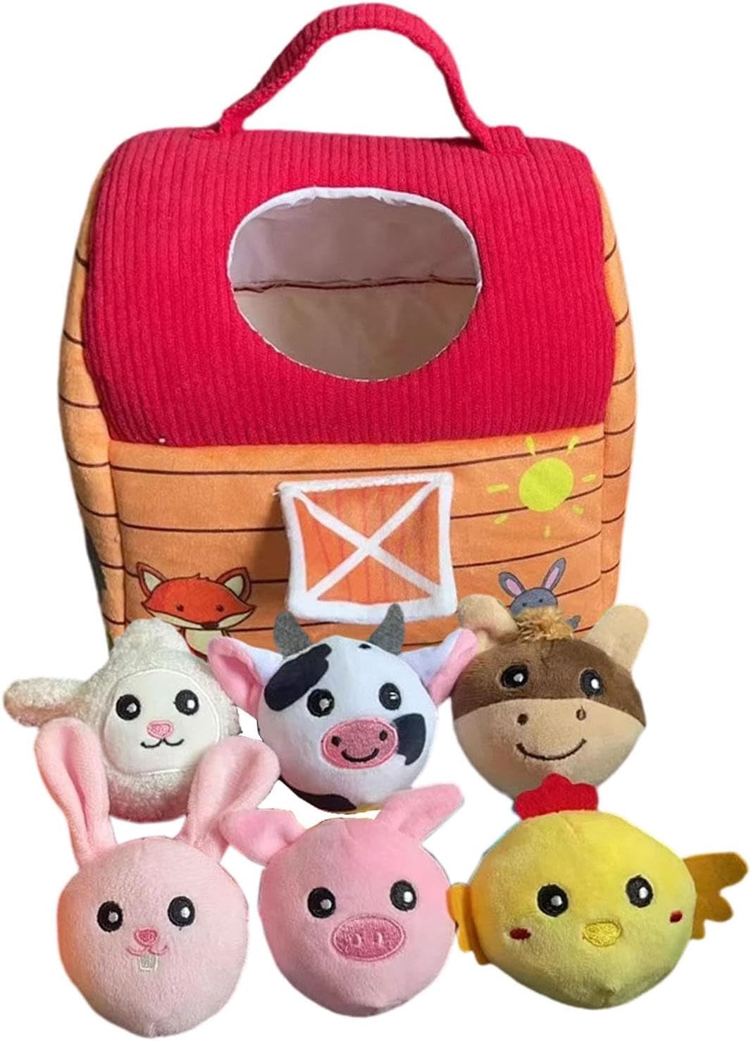 Sharplace Stuffed Farm Animals, Dolls Mini Farmhouse, Lightweight Cartoon Stuffed Animal Toys Playset for Children Birthday Gifts, Style B
