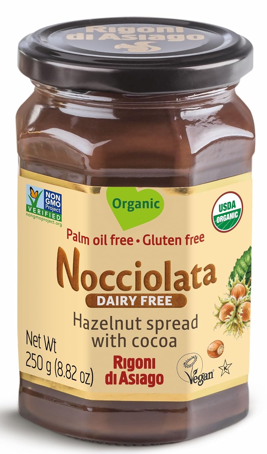 Rigoni di Asiago Spread Hazelnut and Cocoa Dairy free Organic, 9.52 oz