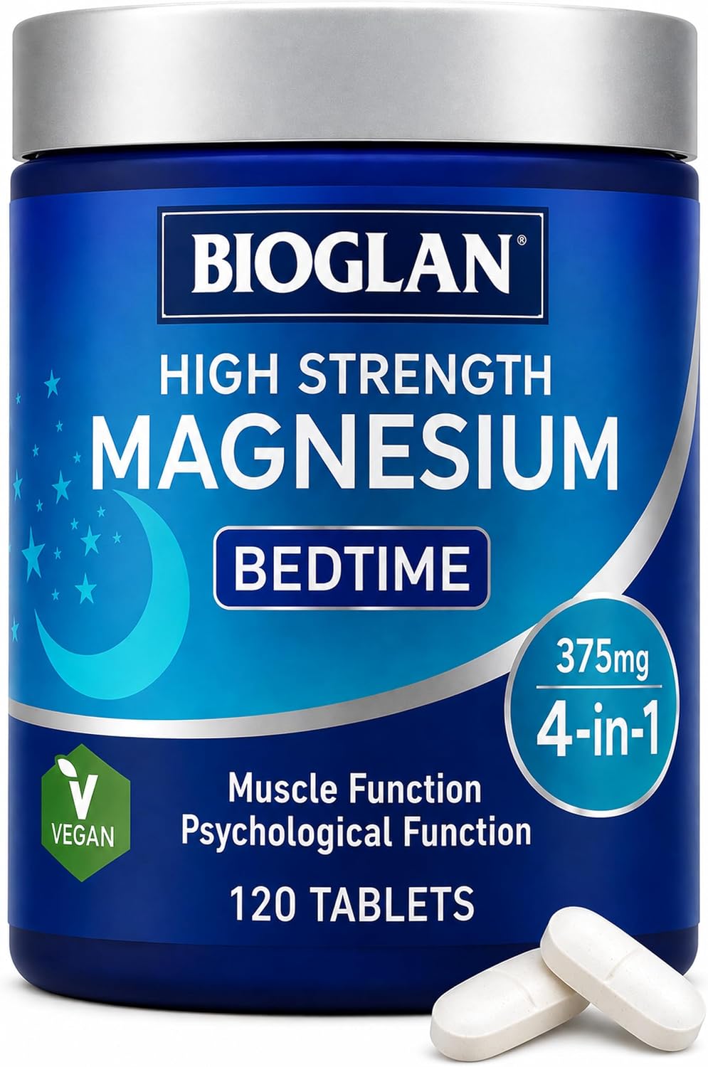 Bioglan High Strength Magnesium Bedtime 4-in-1, 120 Vegan Tablets