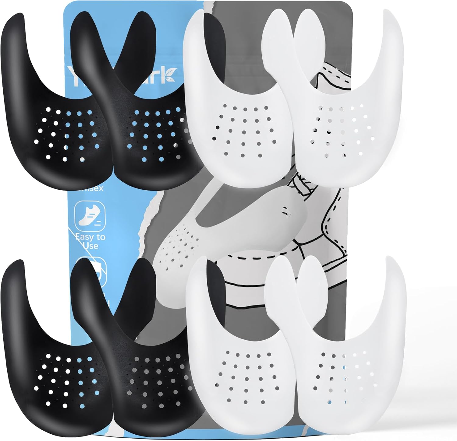 YOLOPARK 4 Pairs Creases Protector for Shoe Sneakers:AF1s,Dunks and More, Anti Creases Protector for Men's 7.5-13 Women 5-8.5