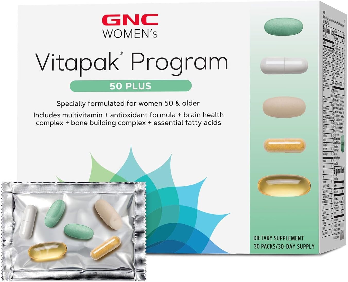 GNC Women's Ultra Mega 50 Plus Vitapak Program, 30 Packs, for Overall Women’s Health for Those Over 50