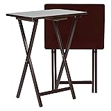 PJ Wood 2-Pack Folding TV Tray Table Set, Solid Wood for Eating & Laptop Use, Espresso