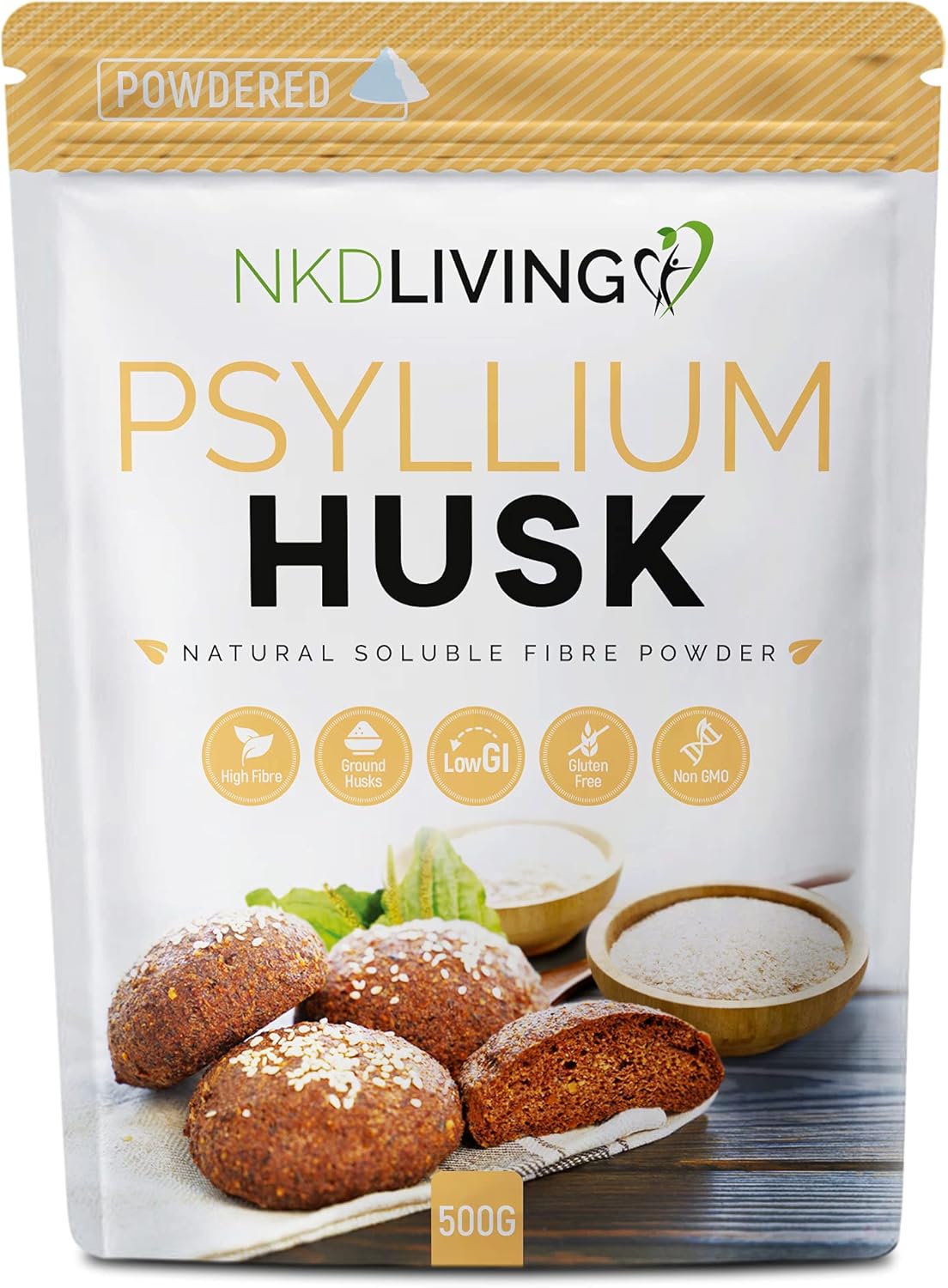 NKD Living Psyllium Husk Powder (500g) | Tested for Heavy Metals, Micro-Organisms and Pesticides (500g)