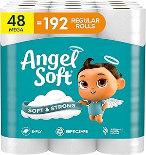 Angel Soft Toilet Paper, 48 Mega Rolls = 192 Regular Rolls, Soft and Strong Toilet Tissue