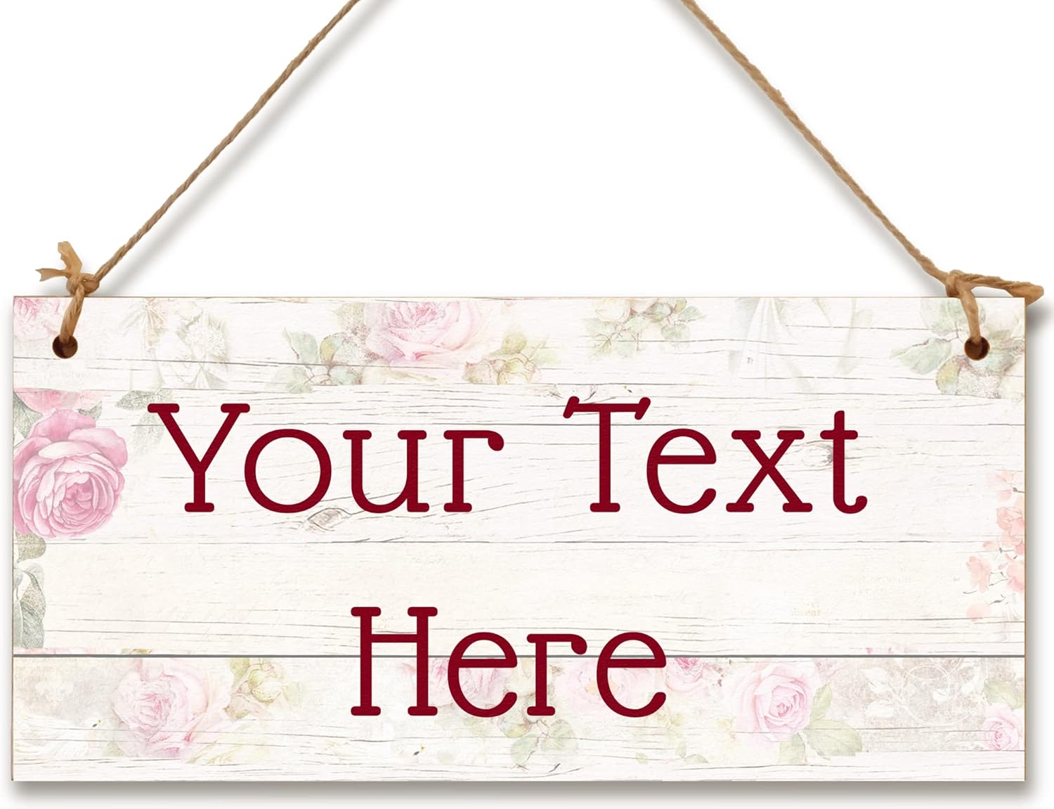 Personalised Hanging Plaque Your Custom Text Rustic Floral Pastels Decorative Wooden Door Wall Sign Home Decor Add Any Message
