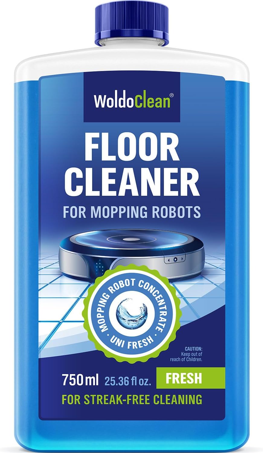 WoldoClean Robot Mop Cleaning Solution 750ml - Floor Cleaner Concentrate for Robot Vacuums, Compatible with Roborock, Shark, Eufy, Ecovacs, Dreame & iRobot, Non-Foaming & Streak-Free