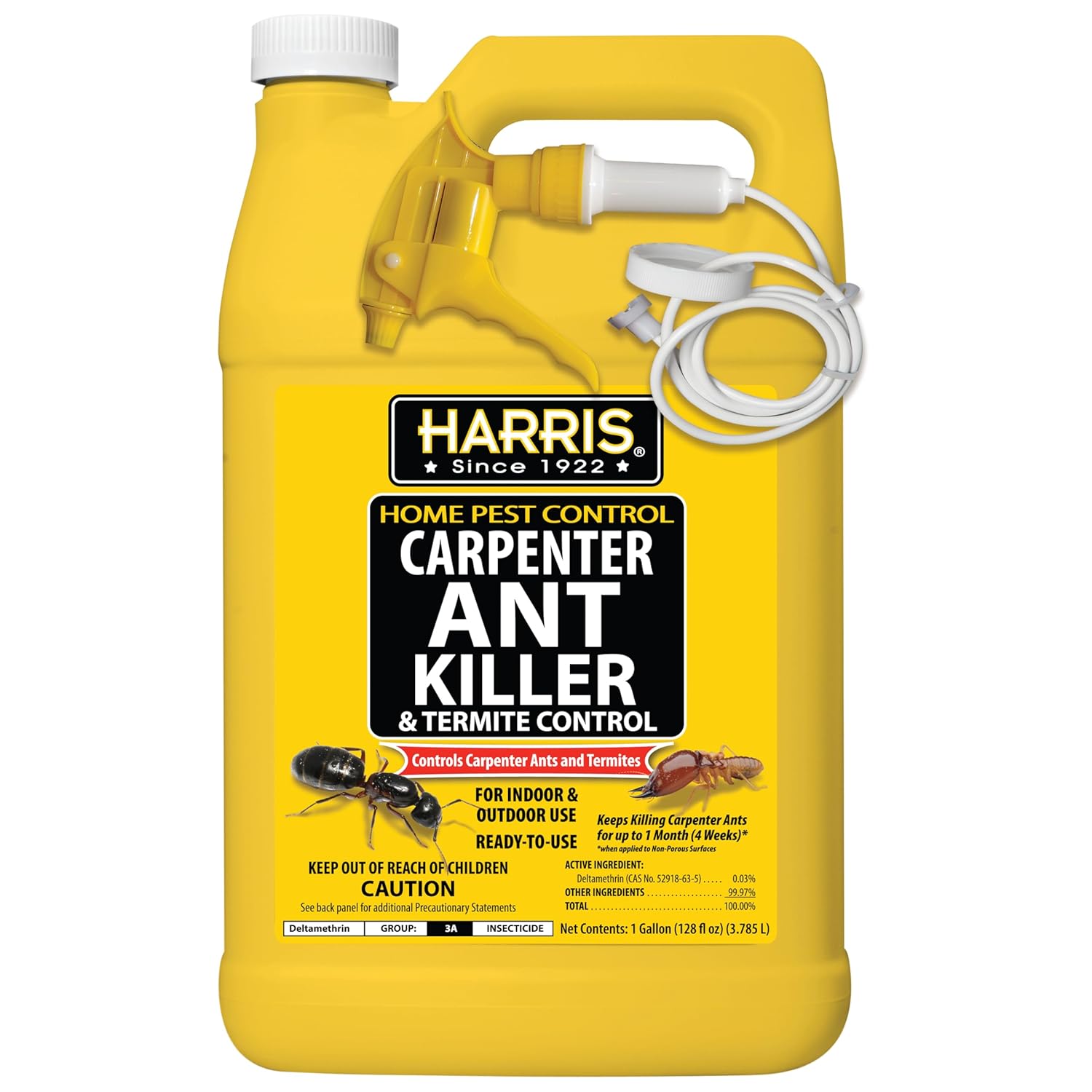 Harris Carpenter Ant Killer & Termite Control Treatment, Kills On Contact, Odorless & Non-Staining Formula, 128 Oz