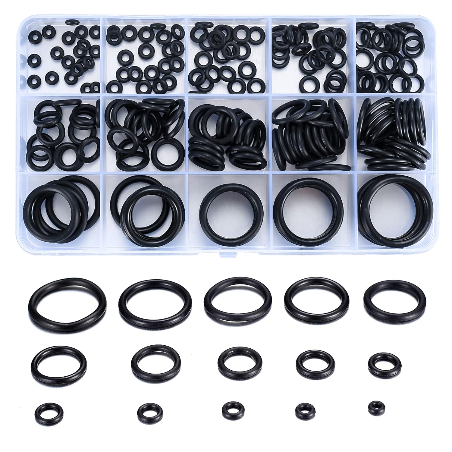 200 Pcs Rubber O Rings Assorted, Pressure Washer O Rings Rubber Assorted Seal Kit, O-ring Seals, O-Ring Gasket Assortment Kit for Plumbing Washers Mixer Tap Sink Insulated Pipe Plumber Repair(Black)