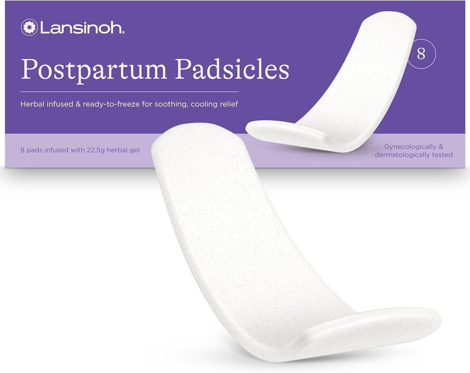 Lansinoh Padsicles Postpartum Cooling Pads - 8 Pack - Infused with Aloe Vera & Witch Hazel Pads Postpartum Essentials - Soothing & Cooling Relief Post-Birth
