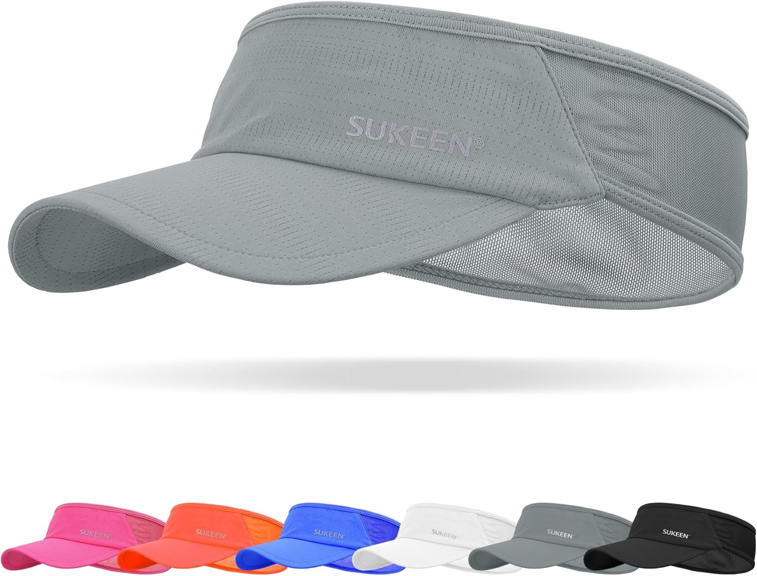 Sukkeen Quick Drying Sun Hat, UPF 50+ UV Protective Visor for Women & Men, Elastic Visor with Breathable Sweatband, Sport Hat for Running, Golf, Tennis, Cycling