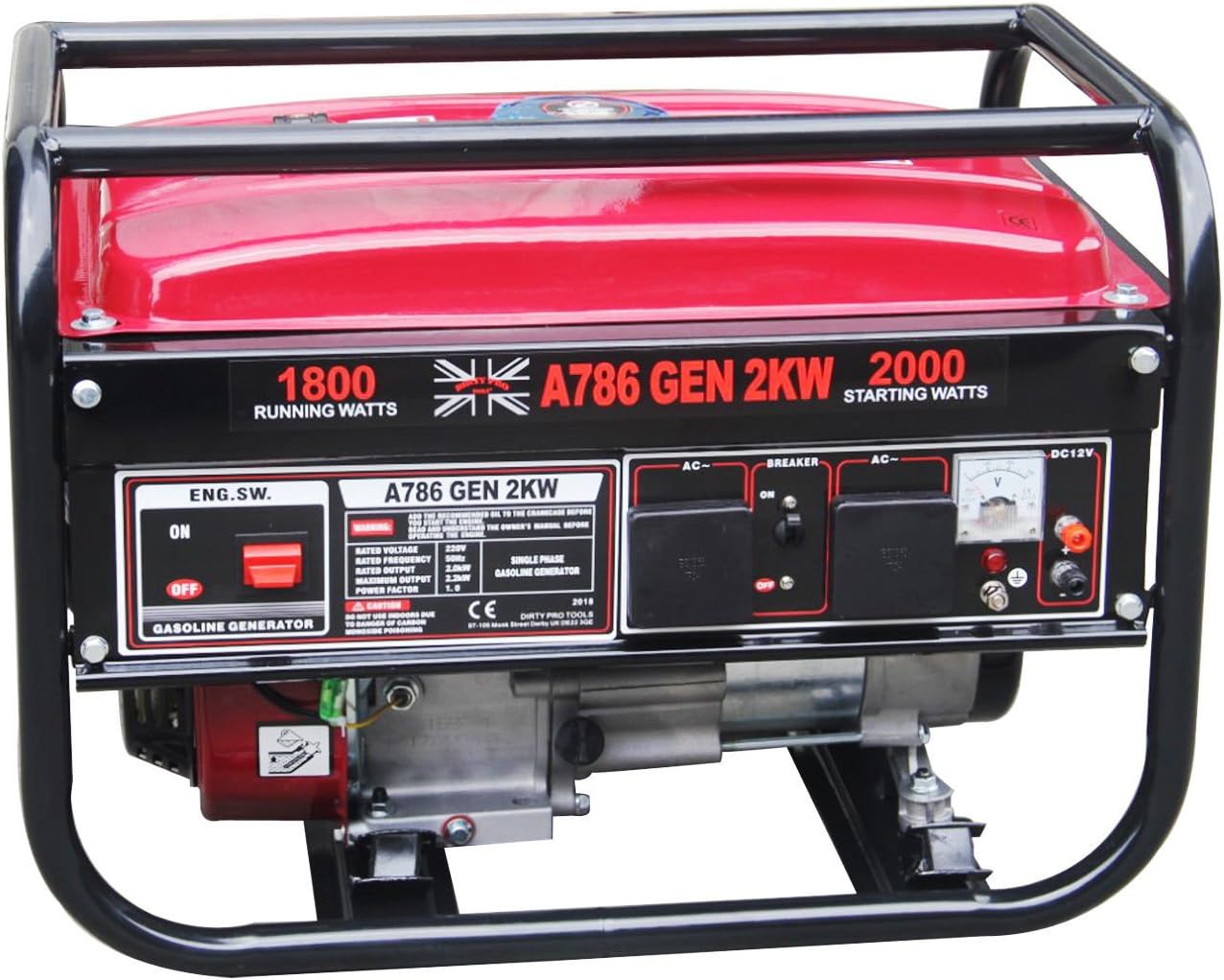 dirty pro tools Petrol generator 2000 W copper motor 2 KVA/2KW 6.5HP DC Petrol Generator - 12V/50HZ UK PLUG
