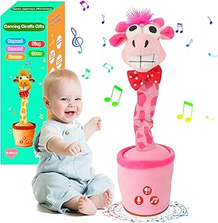 Talking Dancing Giraffe Toy for Baby Toddler, Boys Girls Gifts Singing Mimicking Giraffe Toy Recording Repeating What You Say Giraffe Baby Toy with 120 English Songs (Pink)