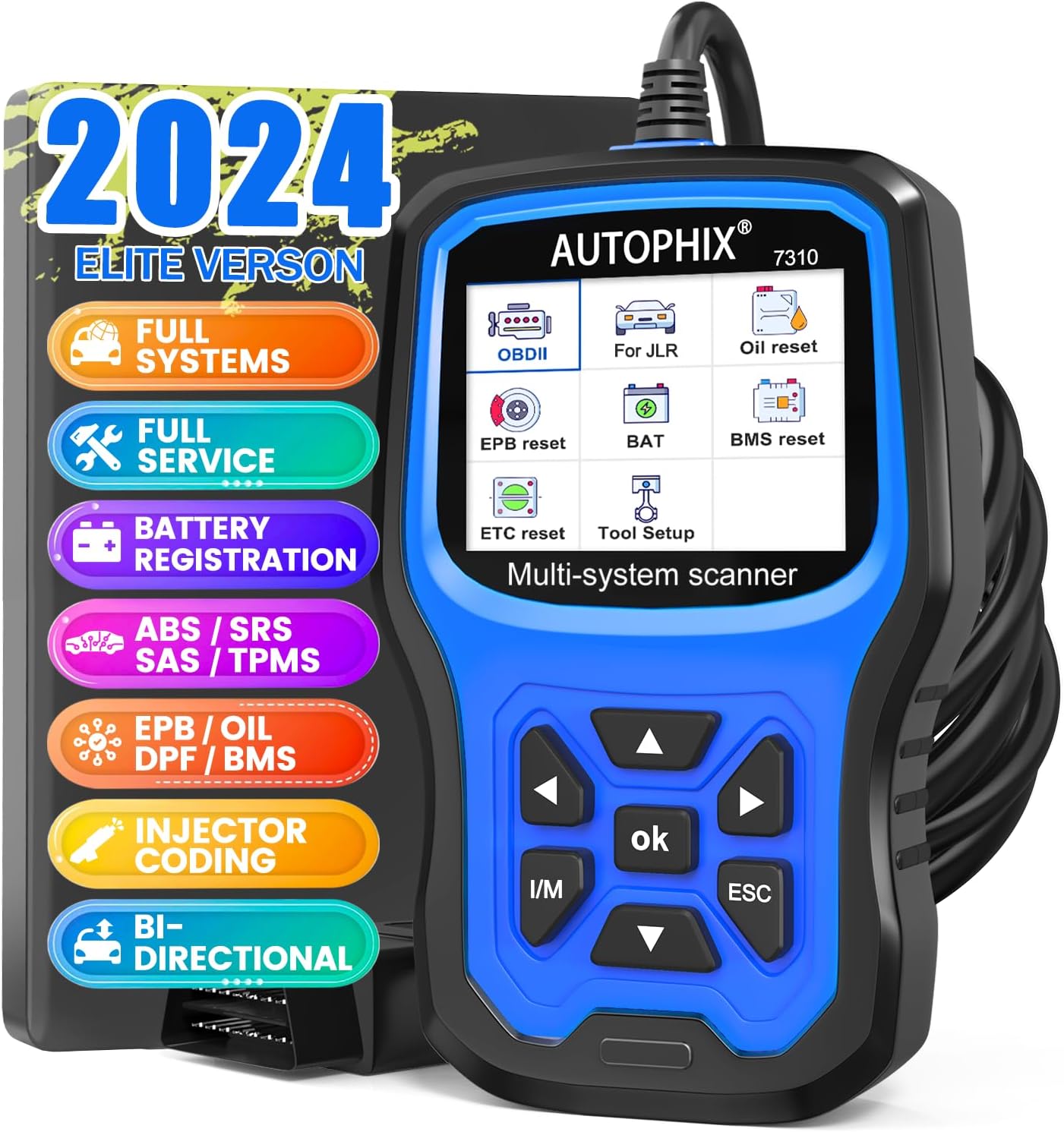 AUTOPHIX 7310 Full Systems Diagnostic Scan Tool Compatible with Land Rover and Jaguar, Car Code Reader Full Functions OBD2 Scanner Battery Registration Tool Compatible with JLR After 1996
