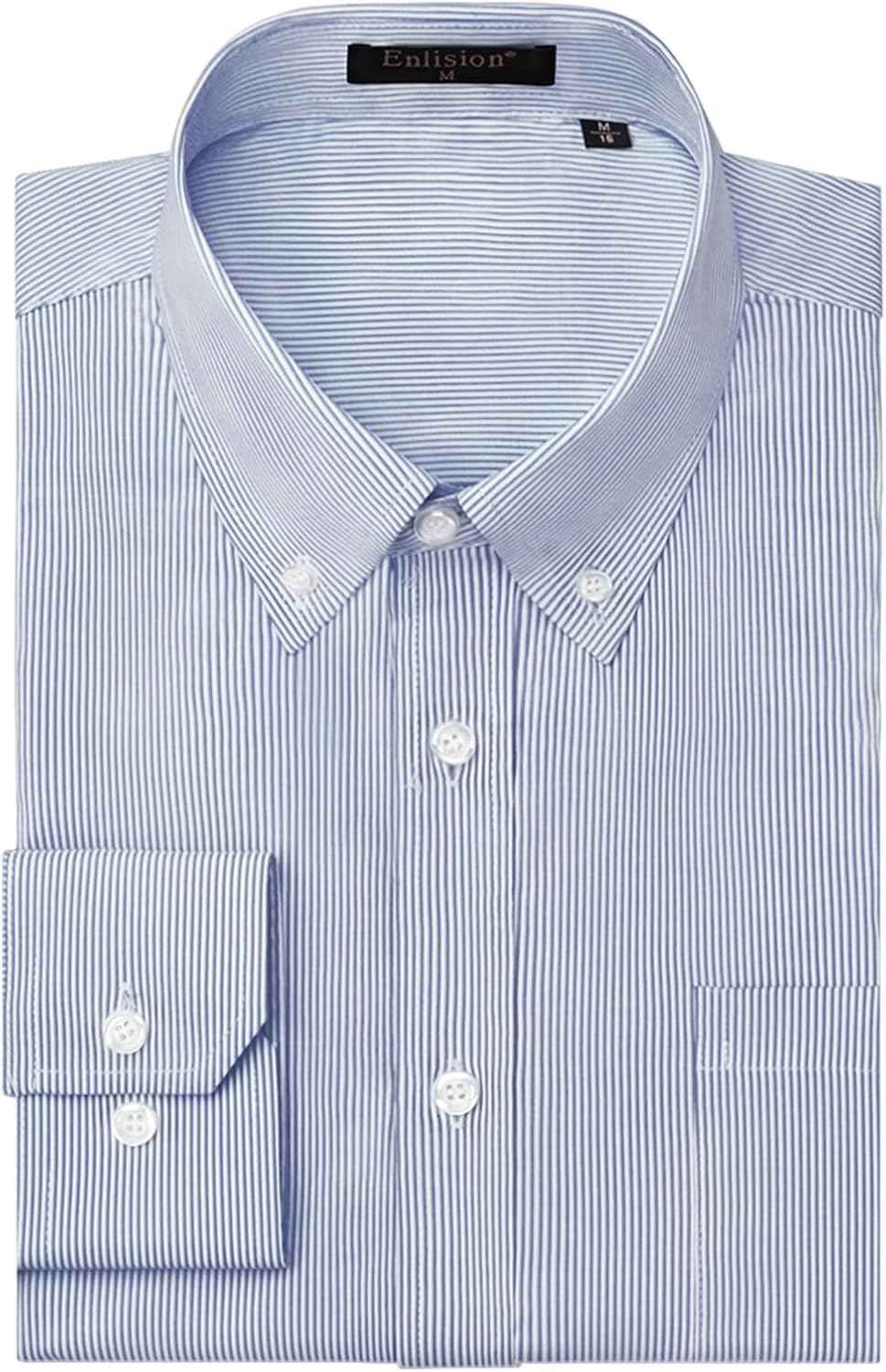 Enlision Mens Dress Shirt Pinstripe Shirts Long Sleeve Office Button Down Striped for Men Regular Fit with Pocket