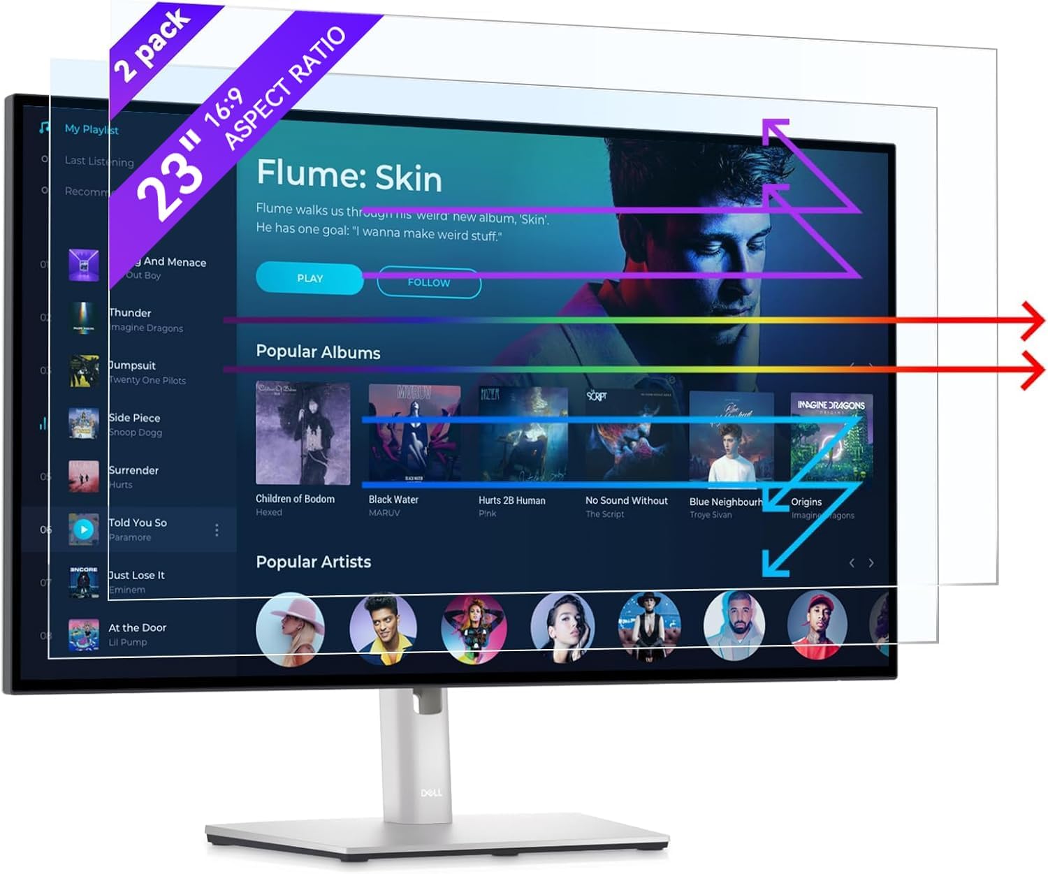 IPROKKO 2 Pack 23 Inch Anti Blue Light Screen Protector for Computer Monitor, Removable 16:9 Aspect Ratio, 23" Anti UV Anti Glare and Blue Light Filter