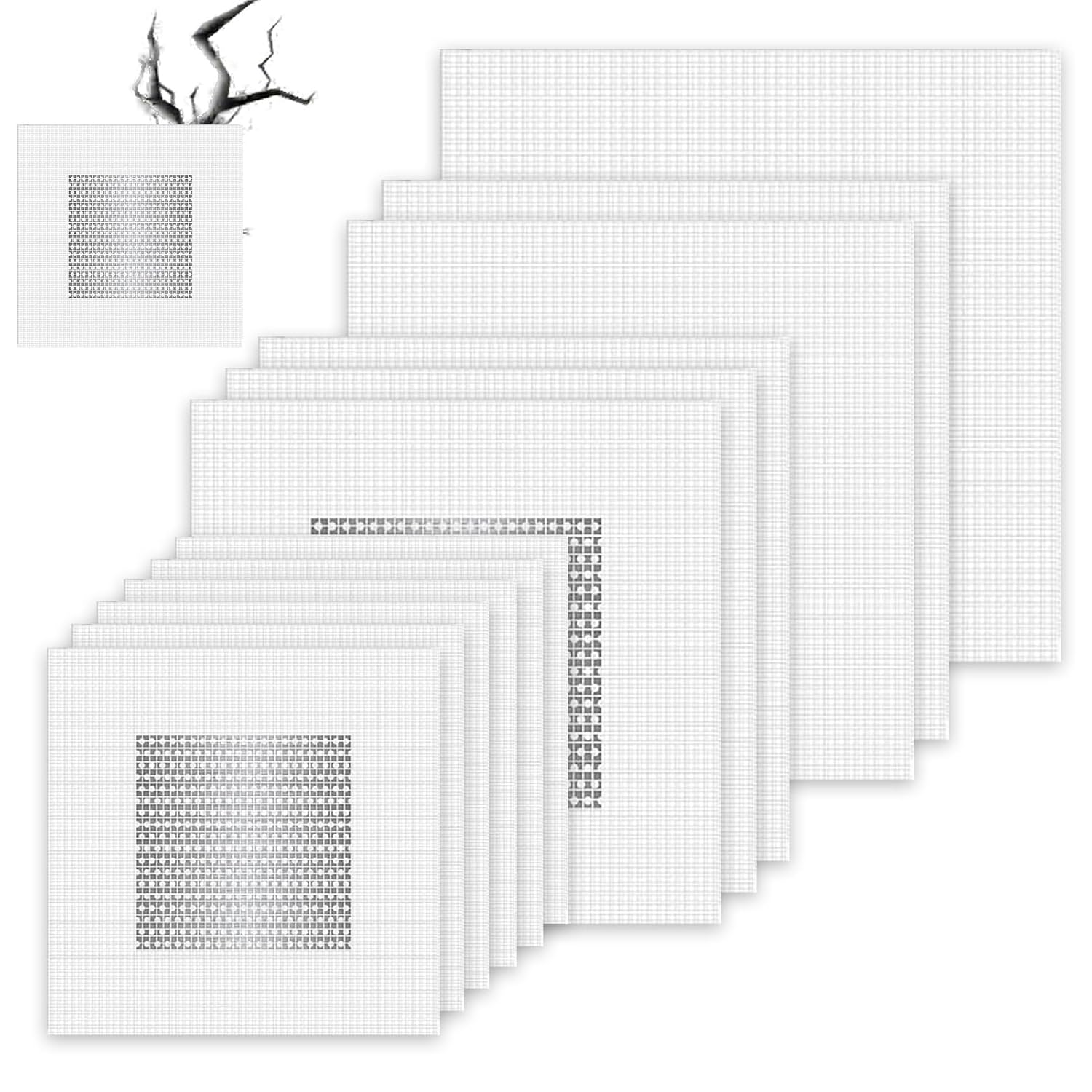 Daryunk 12 Pcs Drywall Repair Kit, 2/4/6/8 Inch Dry Wall Patch Kit Self Adhesive Drywall Patch Repair Kit, for Quick Fix Broken Walls Repair or Ceiling Filler