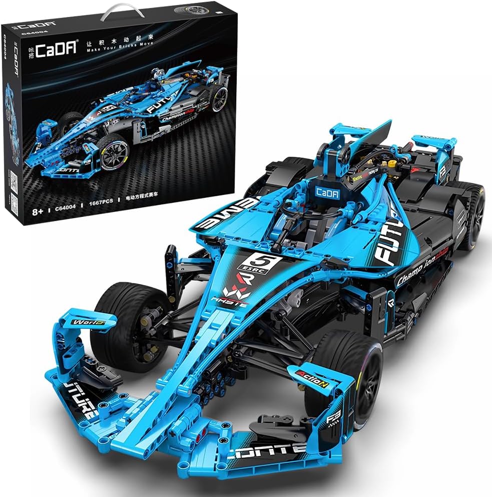 CaDA Master C64004W Formula Racing, 1667 Pieces CADA Master 1/8 Model Sports Car Kit, MOC Super Car Building Blocks, Compatible with Major Brands Technology (Classic Version)
