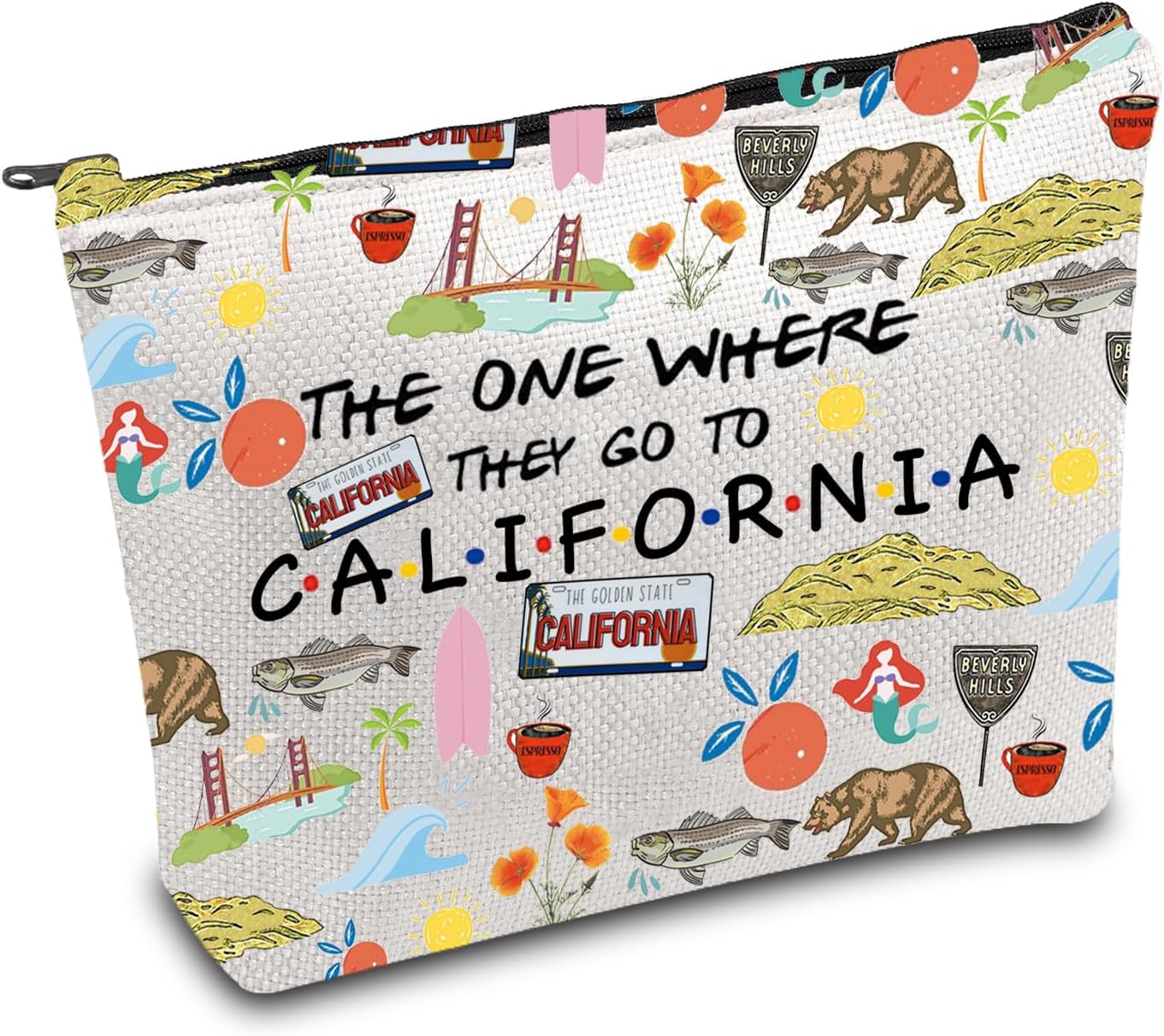 FOTAP California Trip Makeup Bag Cali fornia State Gifts Souvenir Gift Travel Bag Housewarming Gift Vocation Gifts (California)
