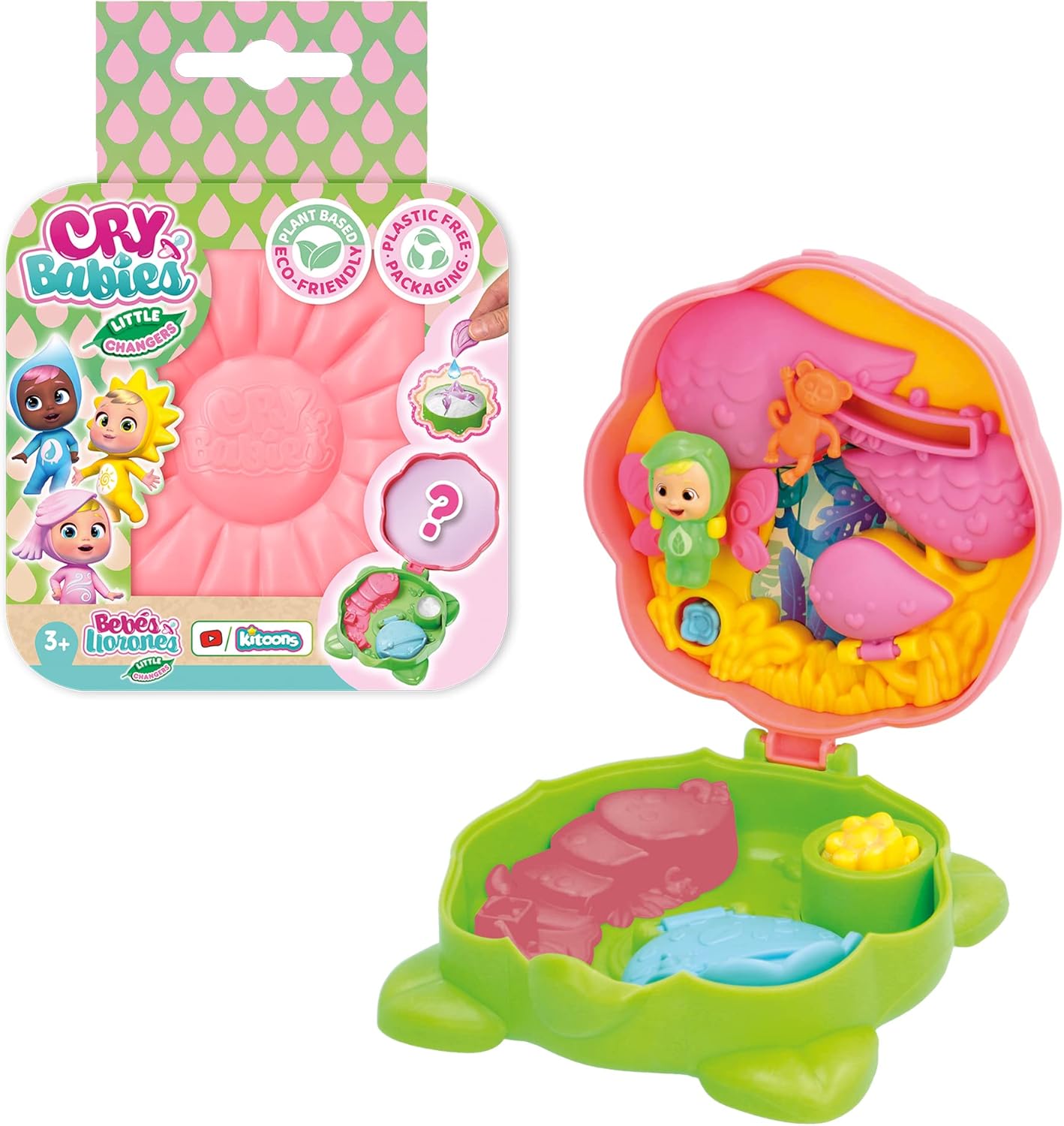 Cry Babies Little Changers Eco-Friendly Flower Compact Miniature Playset (Styles May Vary), for Girls and Boys Ages 3 and Up
