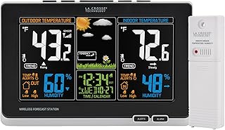La Crosse Technology Advanced Weather Station with Full-Color LCD & Atomic Time - Monitor Indoor/Outdoor Conditions with Temperature Alerts and Humidity Readings with Transmission Range of 300 Feet