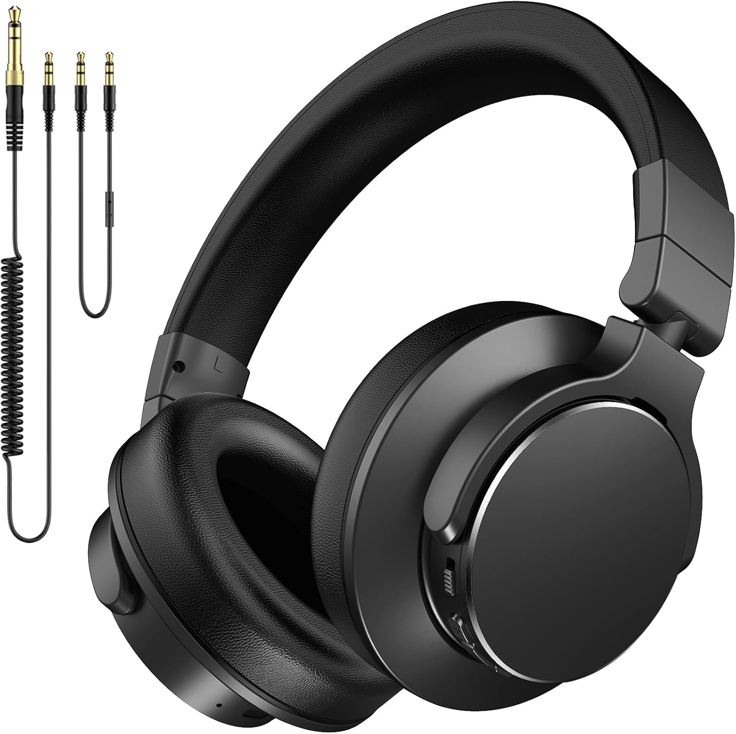 Bluetooth Headphones Over Ear, Wireless Headphones with 100 Hrs Playtime, Studio Monitor & Mixing DJ Headphones with Mic, 50mm Driver, 1/4 to 3.5mm Wired Audio Jack for Guitar AMP, Computer Laptop PC