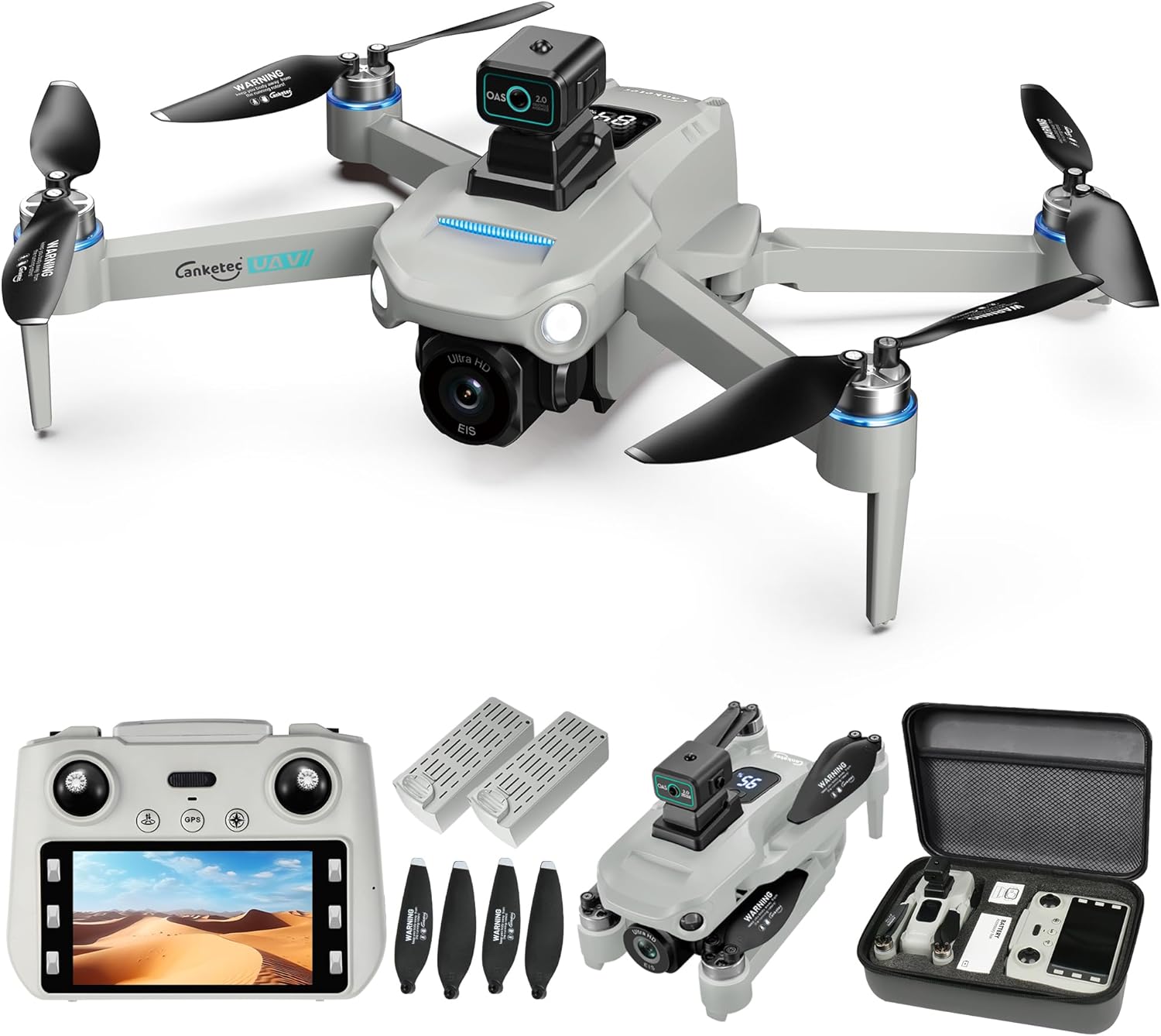 Drone with 4K UHD Camera for Adults,GPS RC Drone Brushless Motor,Upgraded Tablet Screen,Gimbal EIS, Smart FPV Foldable Quadcopter for Beginners, Auto Return, Follow Me, Waypoints, 60 Mins Flight Time,Gift, with Obstacle Avoidance