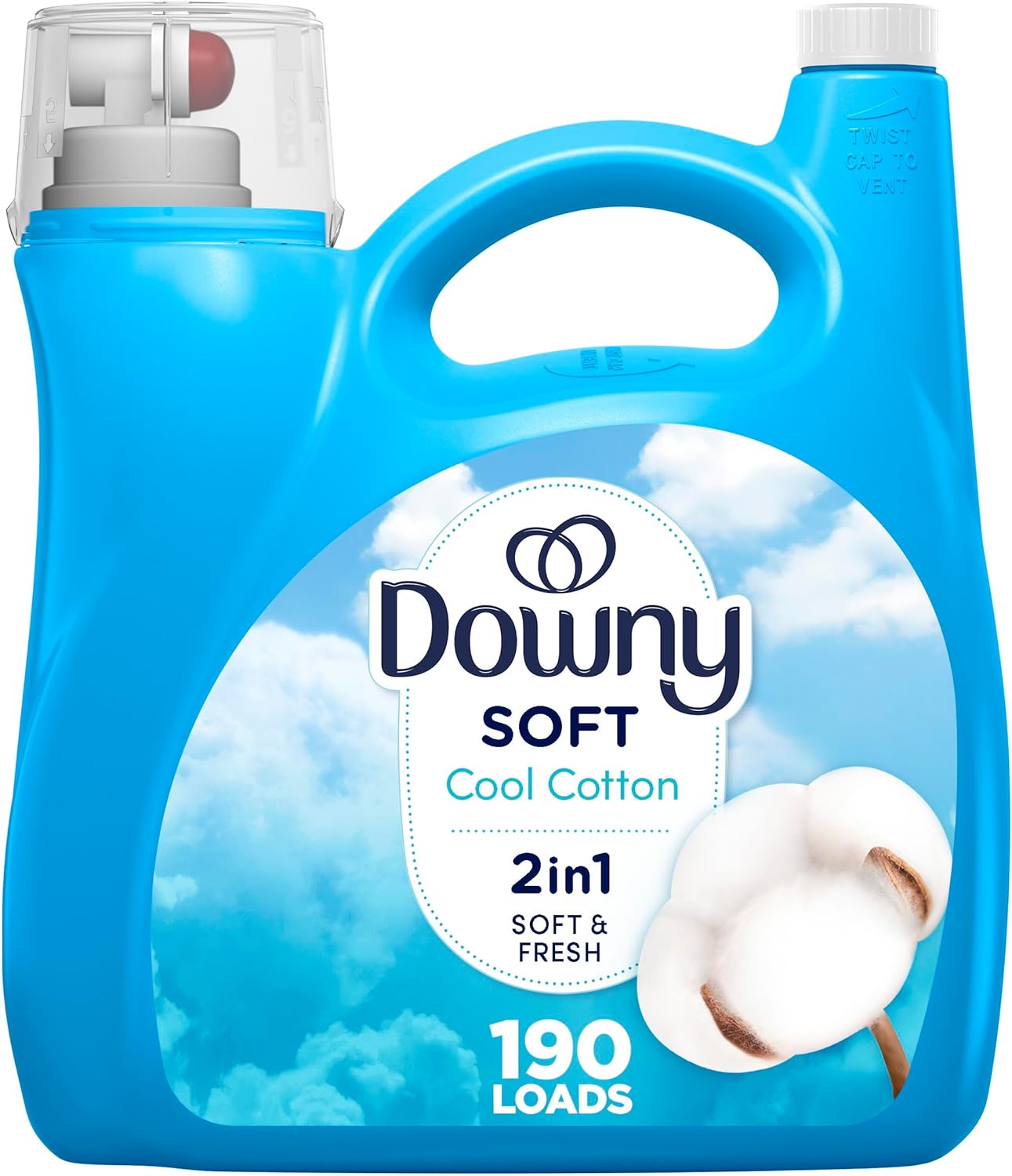Downy Fabric Softener Liquid, Cool Cotton Scent, 140 fl oz, 190 Loads, Downy Fabric Softener, Liquid Fabric Softener