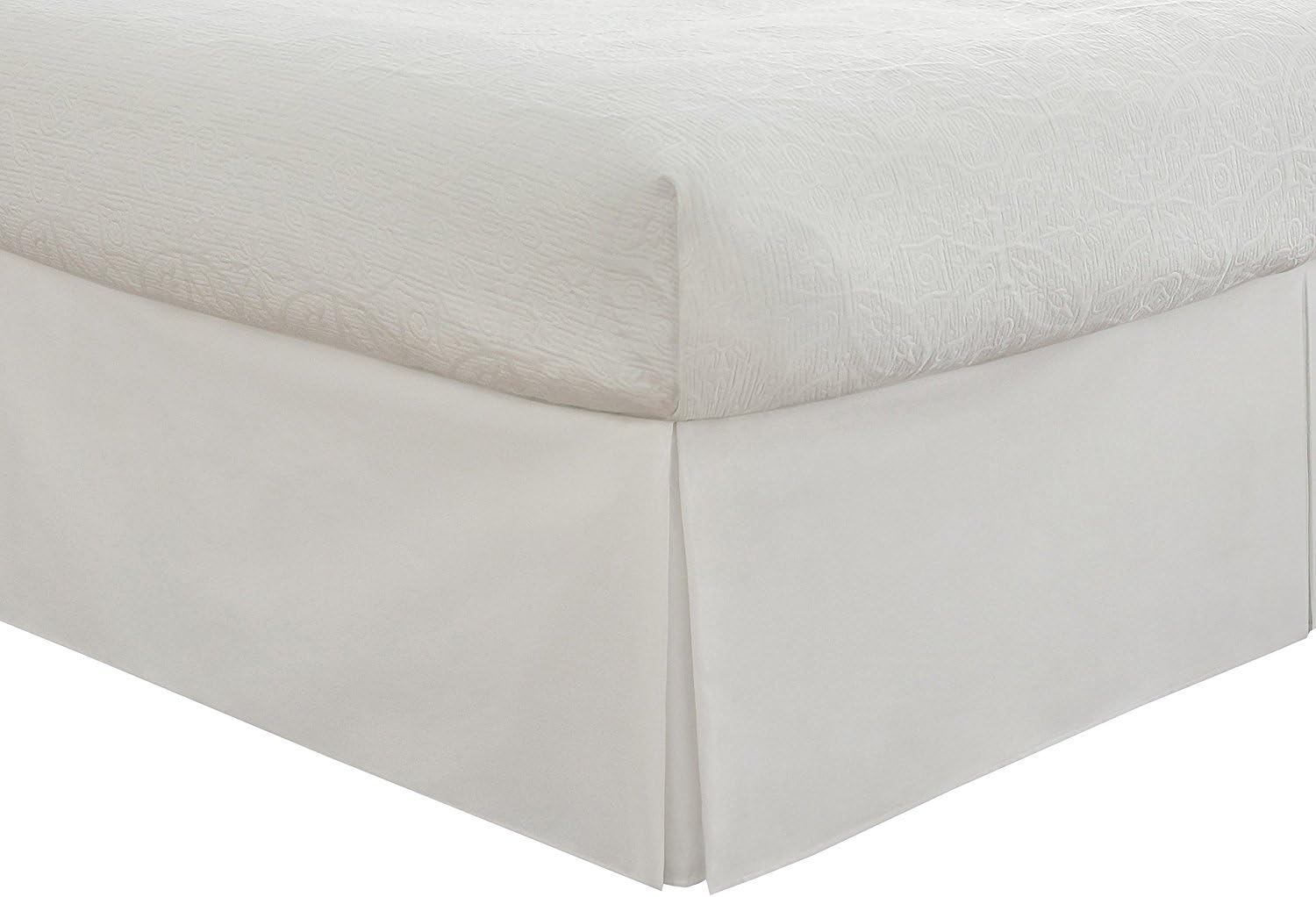 Lux Hotel Microfiber Tailored Style Bed Skirt with Classic 14 Inch Drop Length, Twin, White