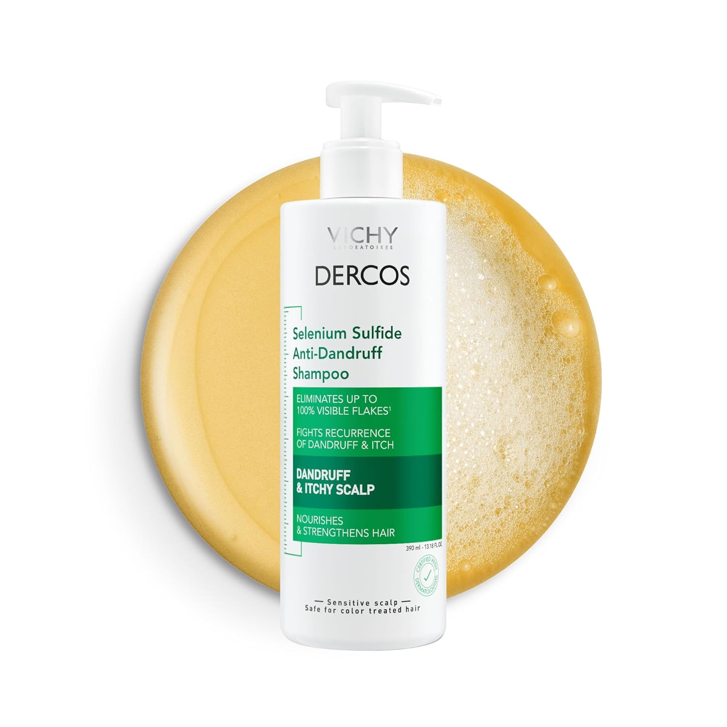 Dercos Selenium Sulfide Anti Dandruff Shampoo, Dry Scalp Treatment and Itch Relief. Prescription Strength Comparable to 2% Ketoconazole, for Mild to Severe Dandruff-Prone Hair & Flaky, Itchy Scalps