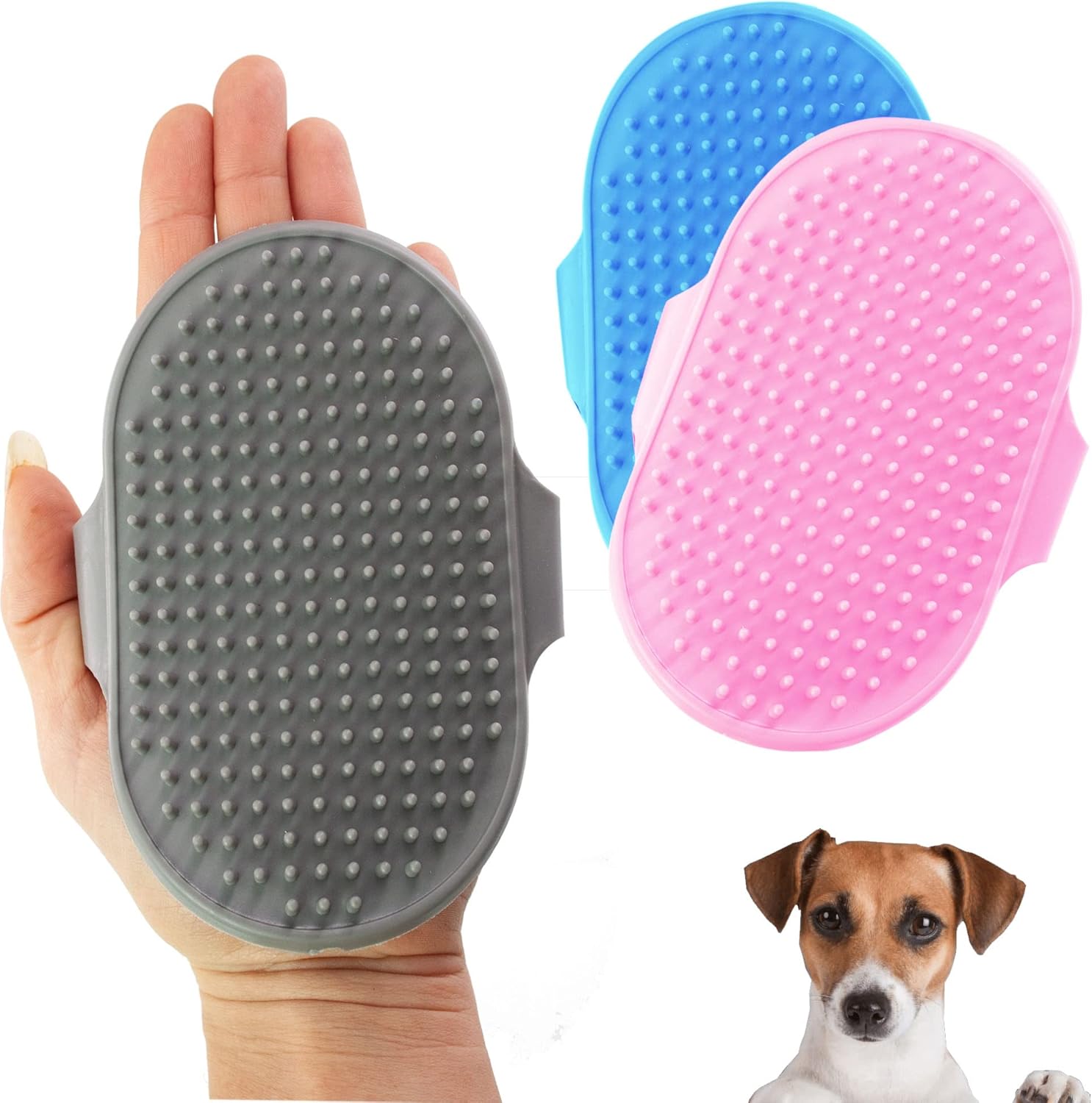 Dog Grooming Rubber Pet Mitt, Flexible Mitt that Stimulates Skin and Removes Loose Fur, Mess-free Suitable for Both Wet Dry Perfect Dogs, Cats, Rabbits with Medium/Short/Curly Hair