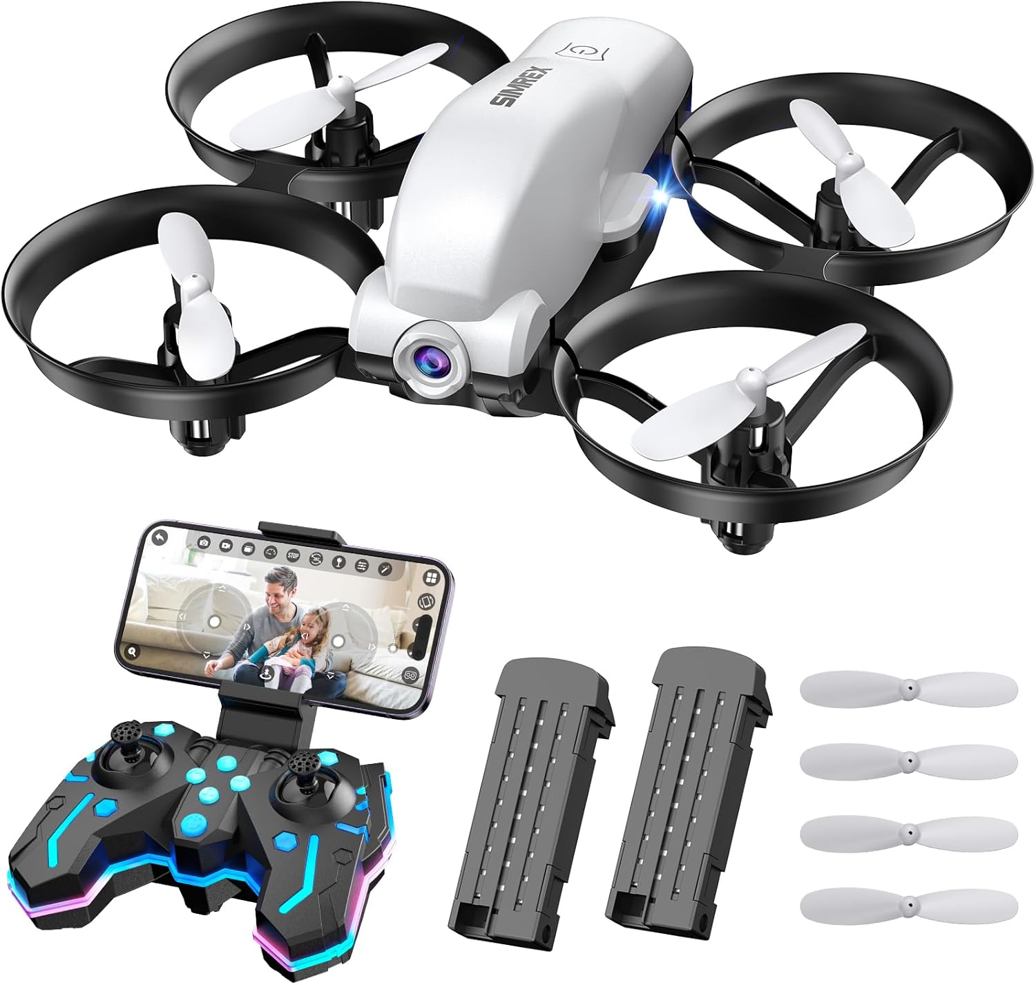 X700 Drone with 720 HD Camera, WiFi FPV Live Video, 6-Axis RC Quadcopter, Altitude Hold & Headless Mode, Optical Flow Positioning, One Key Take Off/Land App Control with 360°Flip for Beginners