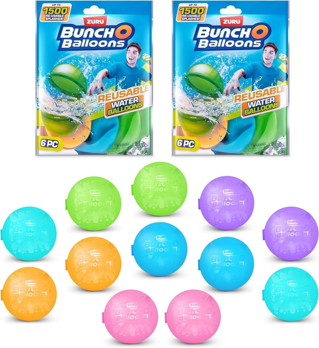 ZURU Bunch O Balloons Reusable Water Balloons,for Kids, Adults (12 Pack - Asst. Colors)