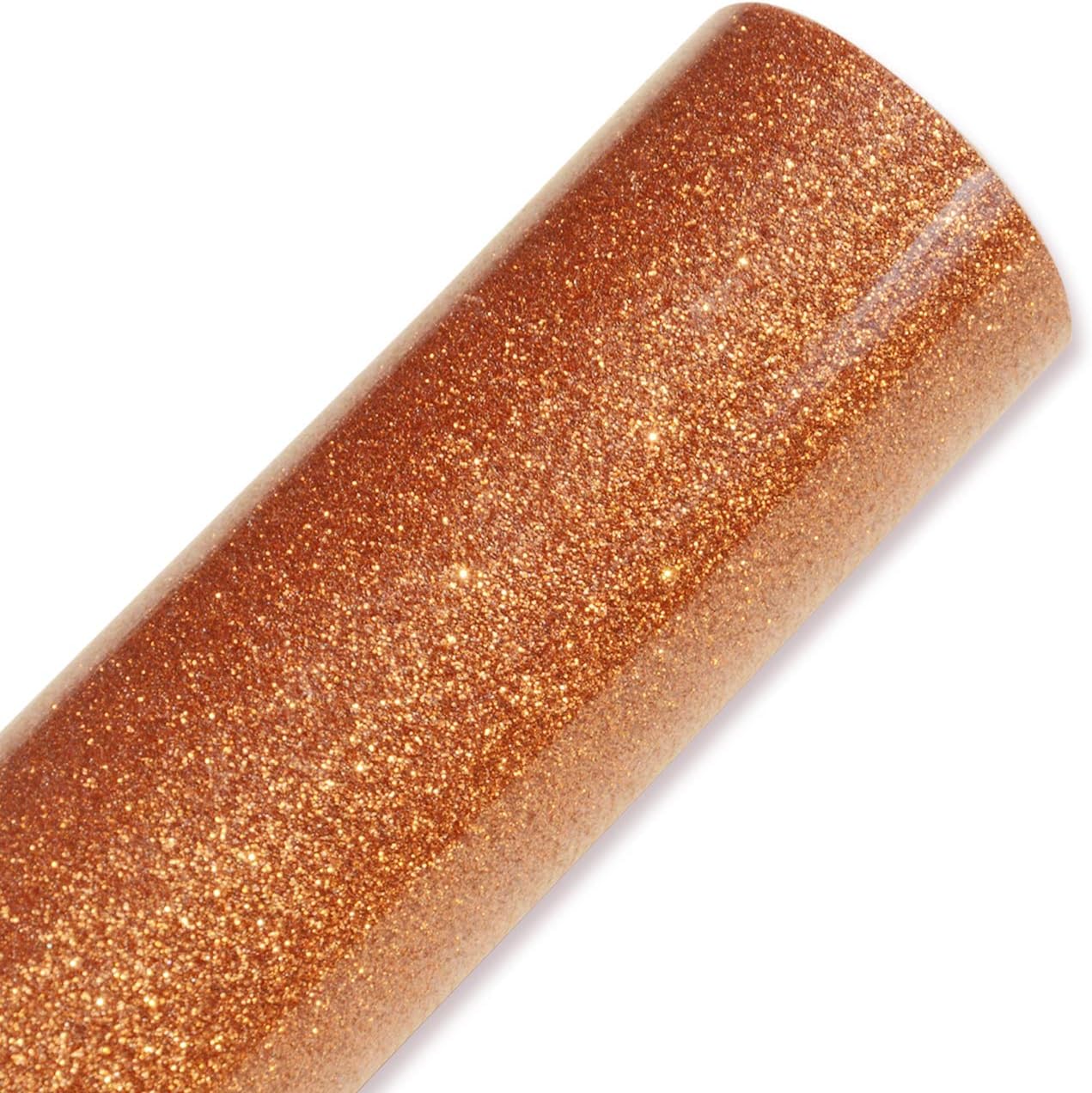 Glitter Heat Transfer Vinyl Roll 2 Sheets 12 inch by 20 inch/Sheet DIY for T-Shirt and Garment Orange