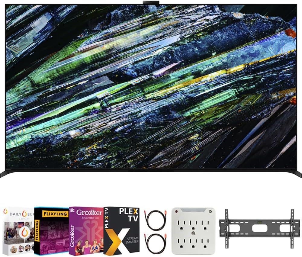 Sony XR65A95L BRAVIA XR A95L 65 inch QD-OLED 4K HDR Smart TV with Google TV (2023) Bundle with Premiere Movies Streaming + 37-100 Inch TV Wall Mount + 6-Outlet Surge Adapter + 2X 6FT 4K HDMI 2.0 Cable