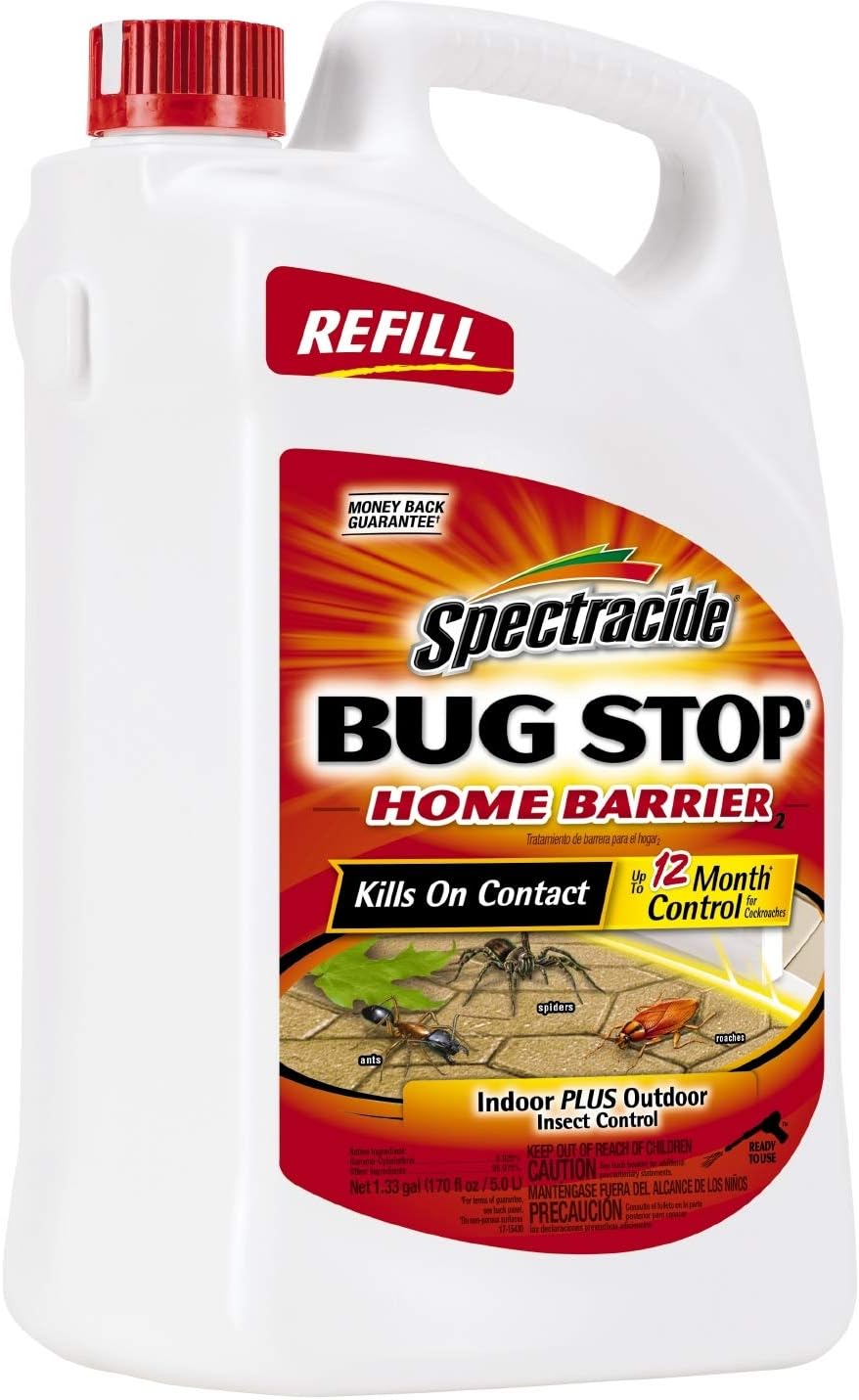 Spectracide Bug Stop Home Barrier Spray, Kills Ants, Roaches and Spiders On Contact, Indoor and Outdoor Insect Control, 1.33 Gallon