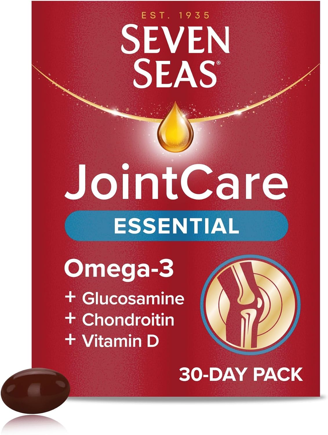 Seven Seas JointCare Essential, With Omega-3, Glucosamine, Chondroitin, Vitamins C and D, Manganese and Zinc, Food Supplements, 30-Day Pack