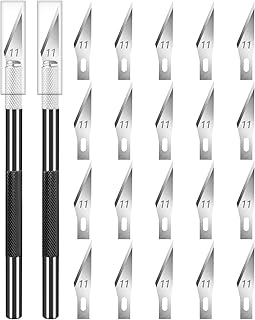 DIYSELF 2 Pack Exacto Knife for Crafting, Art, Hobby Knife for Fondant, Craft Knife Exacto, Precision Knife for Crafts, Leather, Art Knife Set, Exacting Knife Set with Extra 20 Blades #11(Black)
