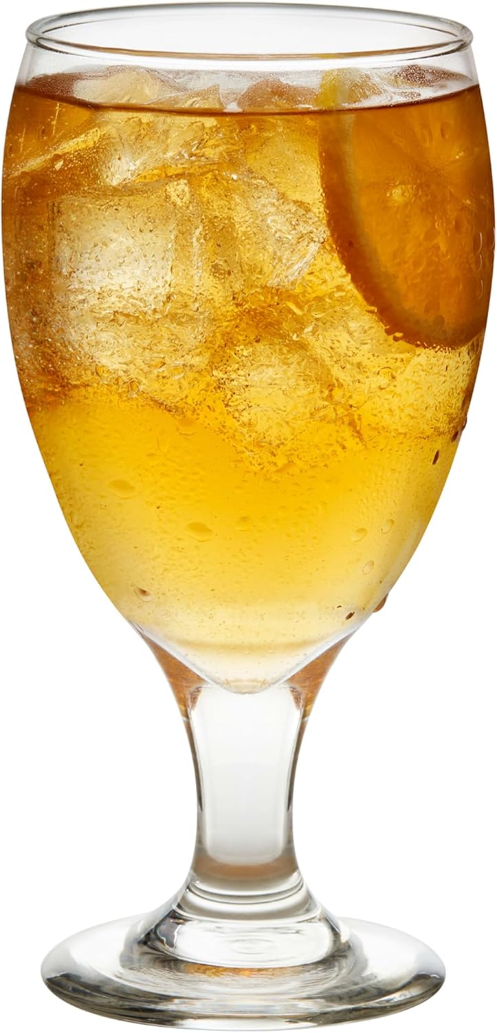 Libbey Classic Glass Goblets Set Of 12, Dishwasher Safe 16.25 Oz Drinking Goblets for Tea, Sangria and More, Ideal Stemmed Water Glasses for Parties