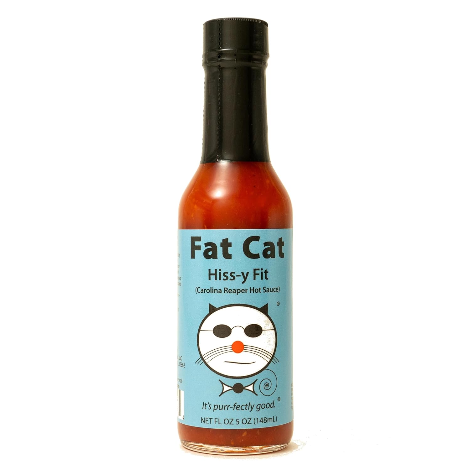 "Hiss-y Fit" Carolina Reaper Hot Sauce by Fat Cat Gourmet | Strong Spicy Savory | For Wings, Soups, Sandwiches, Pizza, Tacos | Extra Hot | Natural, Gluten Free, Vegan & Keto Friendly | 1 Bottle