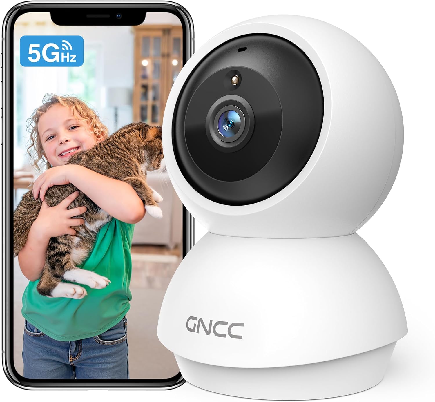 GNCC 2K Security Camera Indoor, 5G WiFi Cameras for Home Security,Phone App