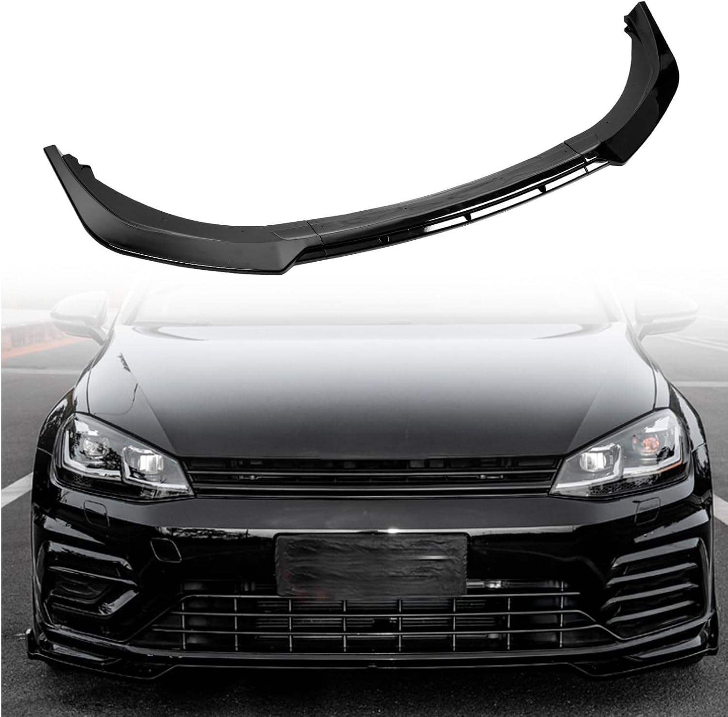 MYYULONG Car Front Bumper Lip Splitter for VW Golf MK7 MK7.5 R GTD GTI TSI TDI 2013-2020, ABS Car Front Spoiler Lip Diffuser Body Shovels Guard Auto Modified Accessory