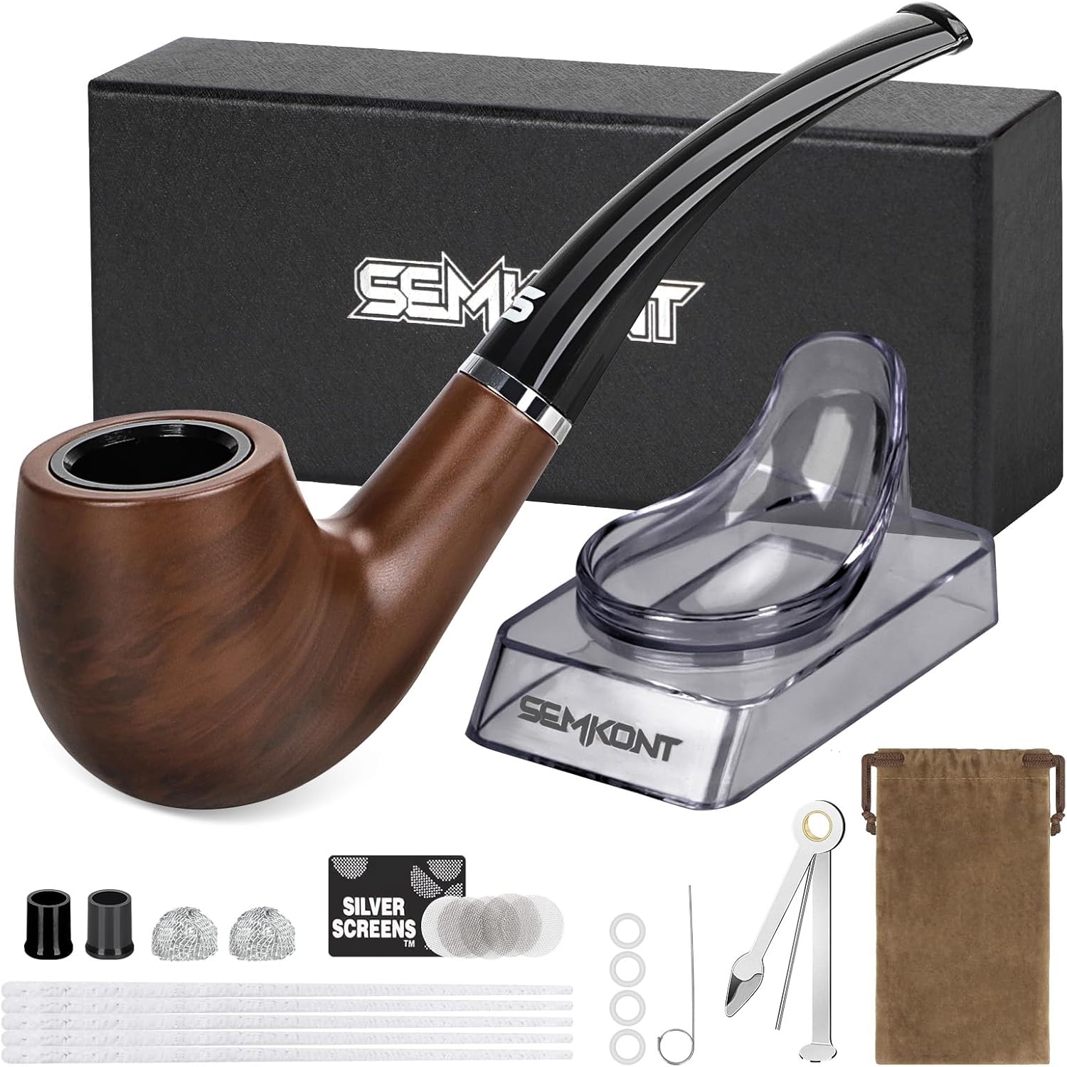 Tobacco Pipe Set, Including Pipe Stand and Pipe Storage Bag and other Accessories