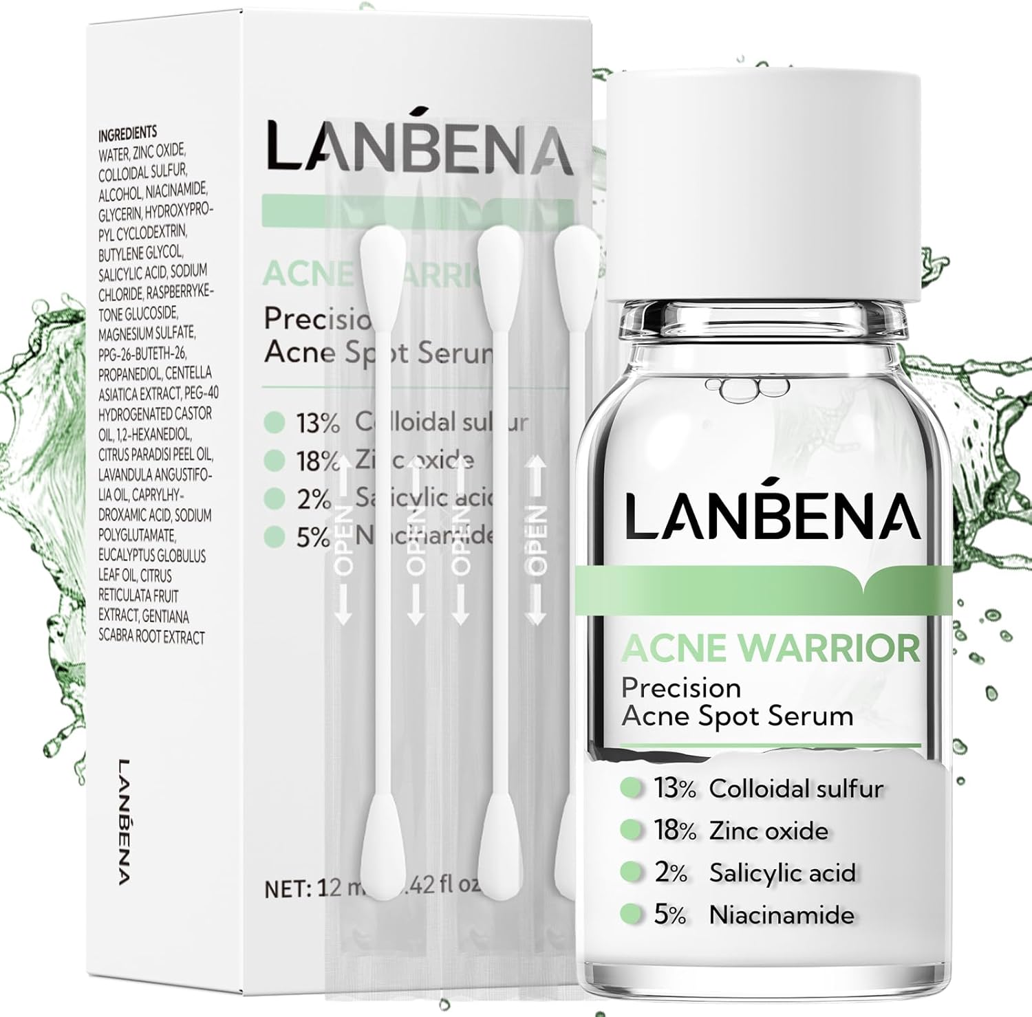 LANBENA Precision Acne Treatment Spot Serum, Drying Lotion, Overnight Acne Treatment For Face, Dry Out Pimples, Blemishes, Zits And Clean Pores, 0.42 Fl Oz (Pack of 1)