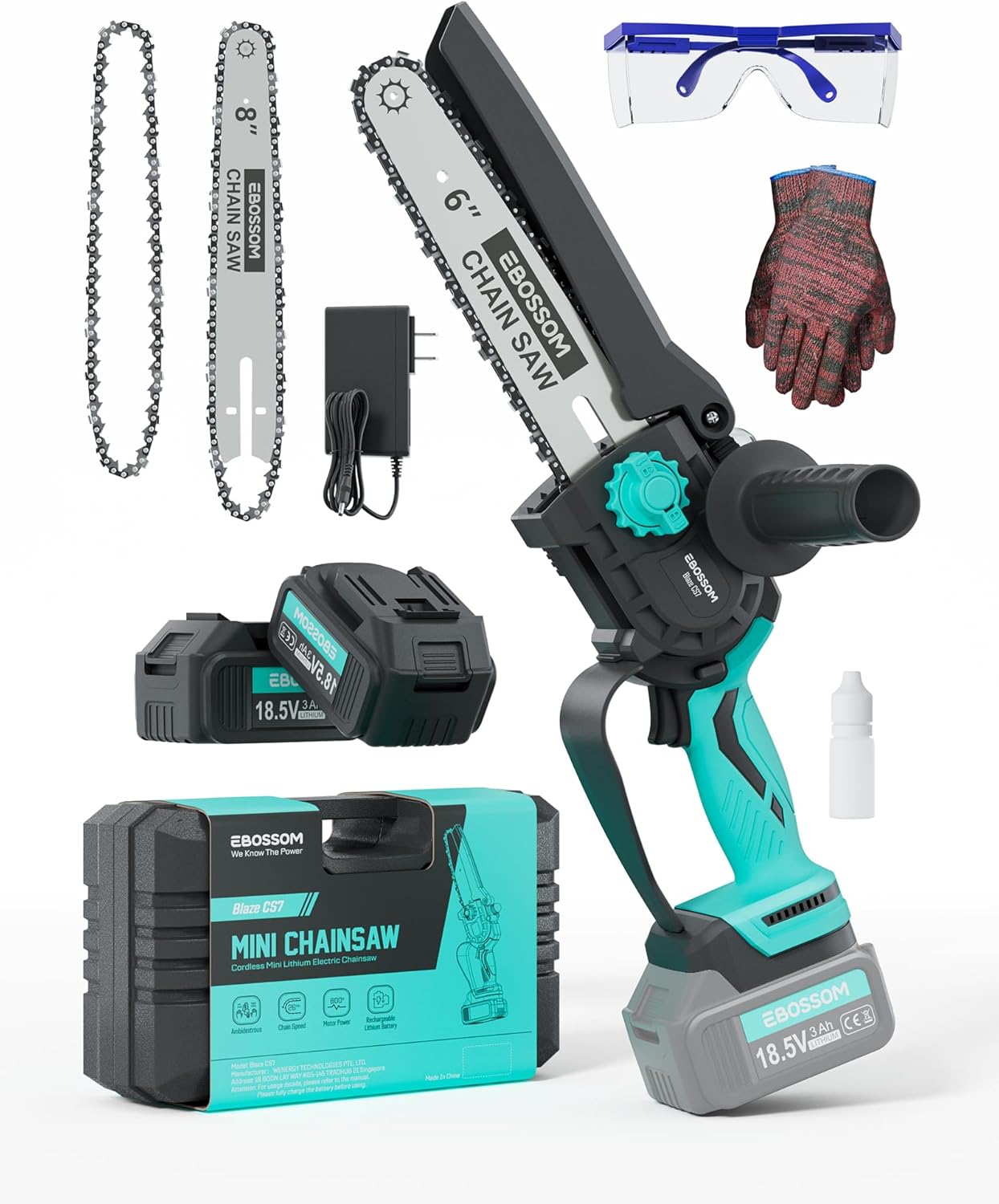 Mini Chainsaw Cordless, 6" & 8" Electric Chain Saw Battery Powered with 2 Battery & 3 Chains for Wood Cutting, Tree Trimming, Courtyard, Household, and Garden, Father's Day Gift for Men Dad Husband