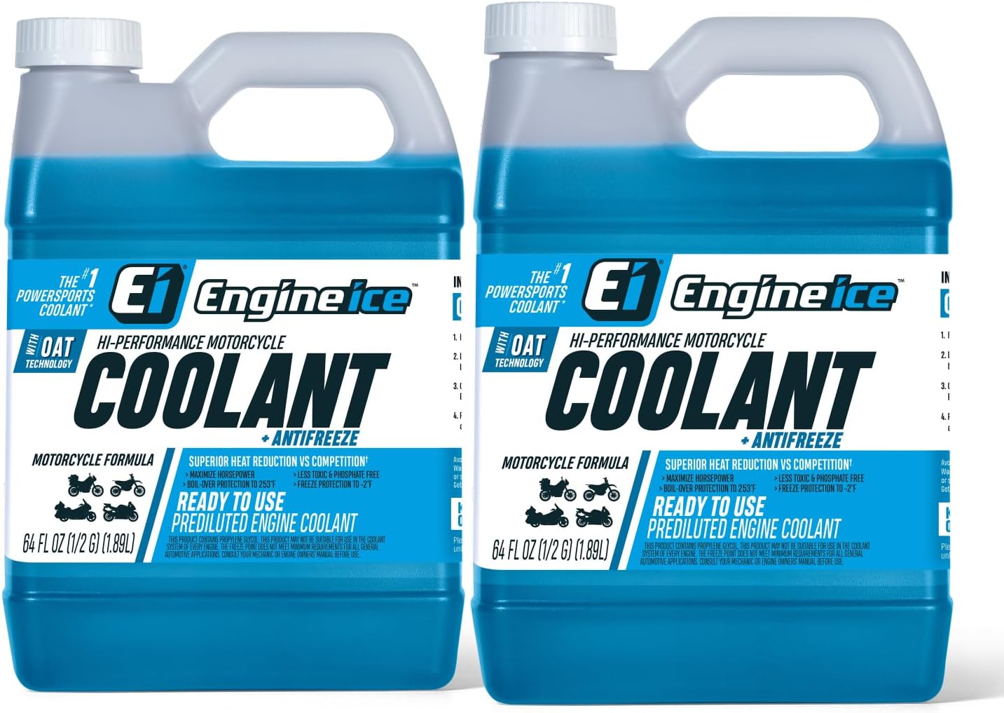 Engine Ice Off-Road High-Performance Motorcycle Coolant and Antifreeze, 2 Pack, Blue