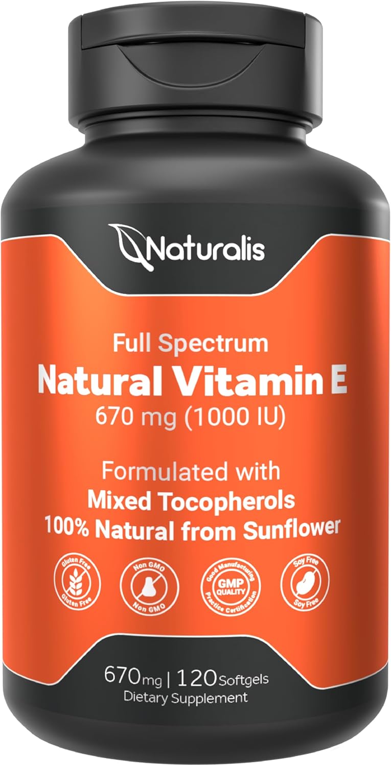 Sunflower Vitamin E 670mg (1000 IU) with Mixed Tocopherols | Essential Skin Vitamin & Immune Support | Non-GMO, Soy & Gluten Free | 120 Softgels