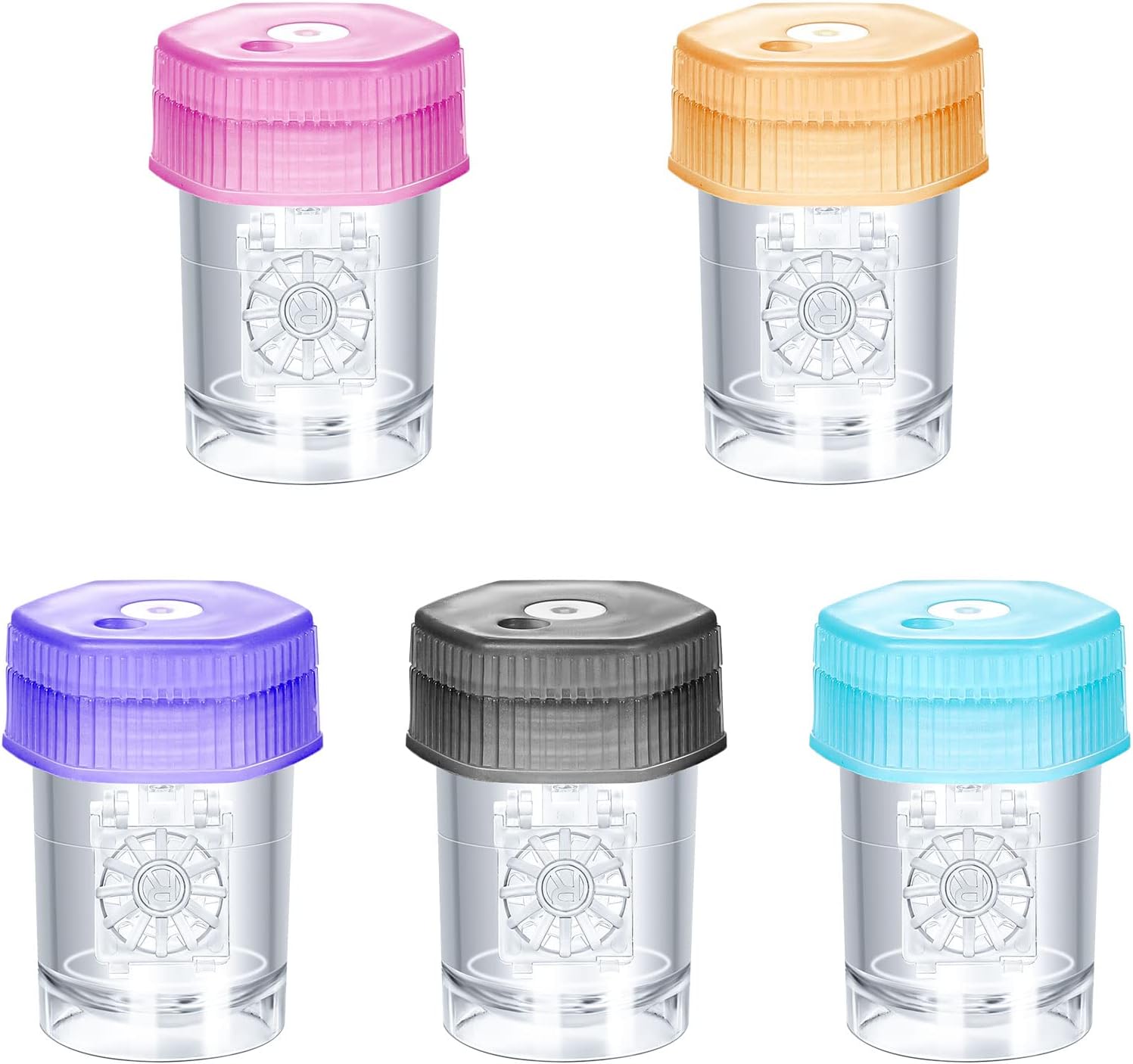 5 Pcs Contact Lens Cases - Portable Manual Rotary Contact Lens Cleaner & Care Box for Home, School, Travel