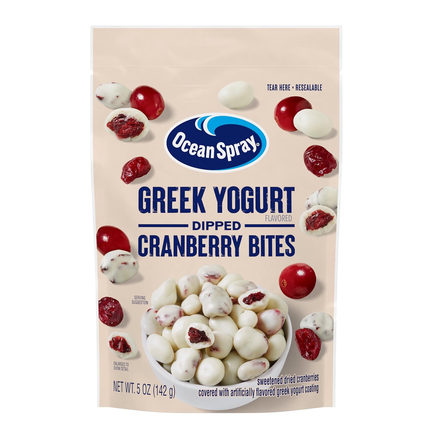 Ocean Spray® Greek Yogurt Covered Craisins®, Greek Yogurt Flavored, Covered Cranberries, Dried Fruit, 5 Oz Pouch